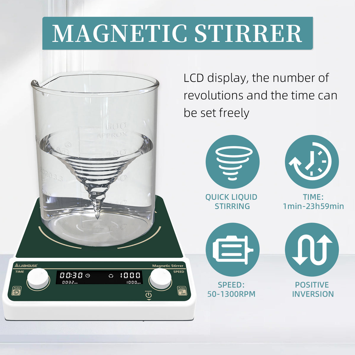 MS-30L Large Magnetic Stirrer Mixer, 50-1300RPM