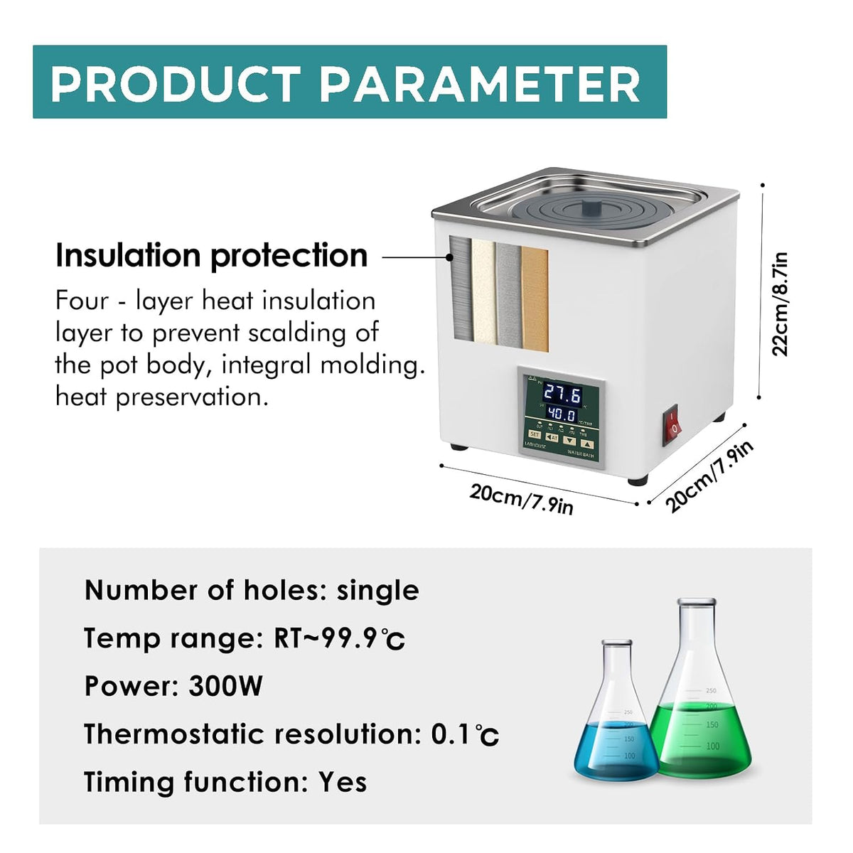 LWB100-1 Digital Lab Water Bath, 3L, Heating Device