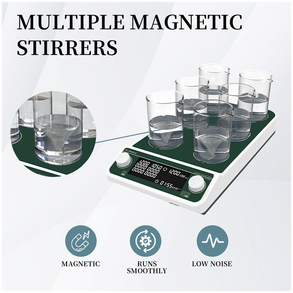 MMS-6Pro Multi Position Magnetic Stirrer, 6-Station, 50-1500RPM