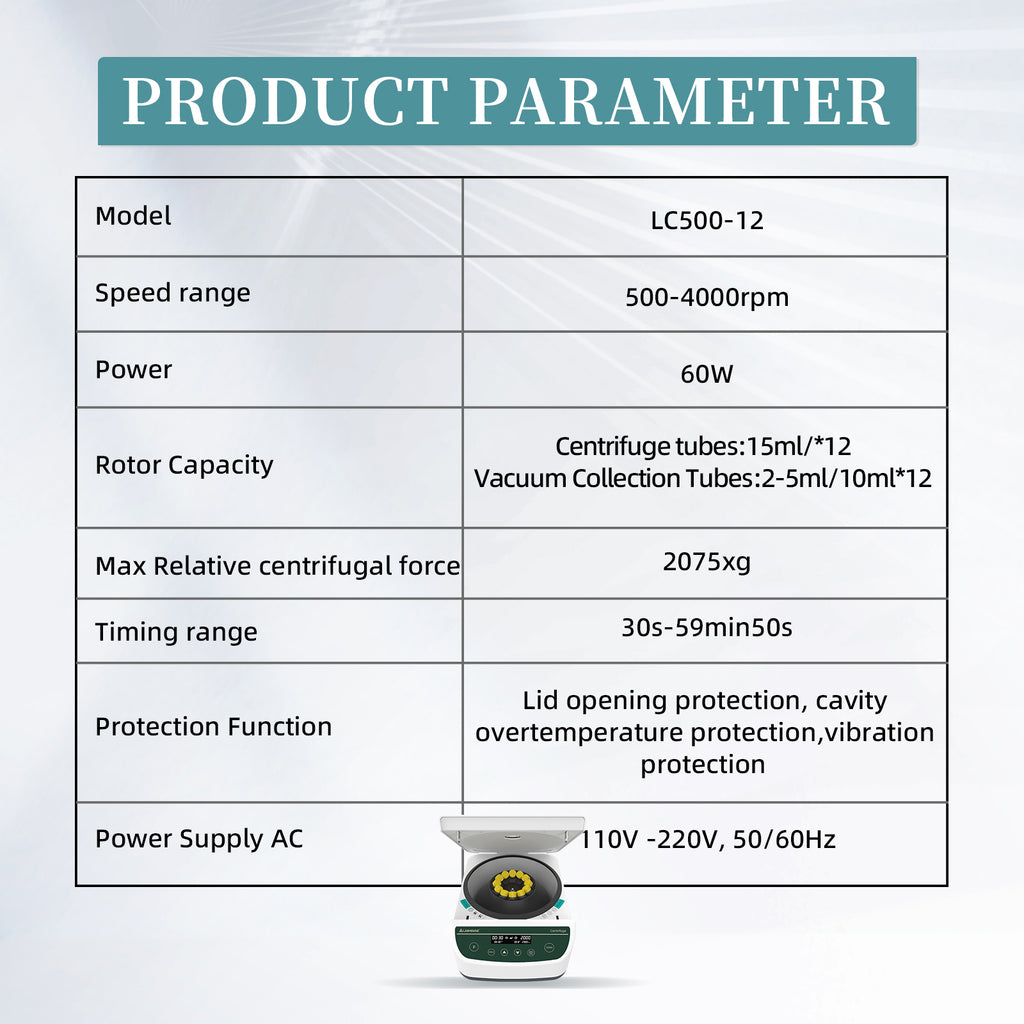 LC500-12 PRP PRF Centrifuge Machine, 500-4000rpm, 2075×g, Plasma