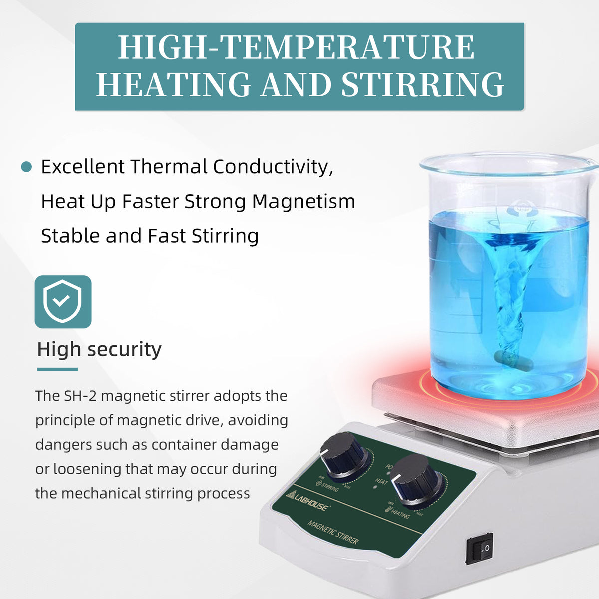 LHS-2 Magnetic Stirrer Hot Plate, 300°C/572°F, 2000RPM, 2L