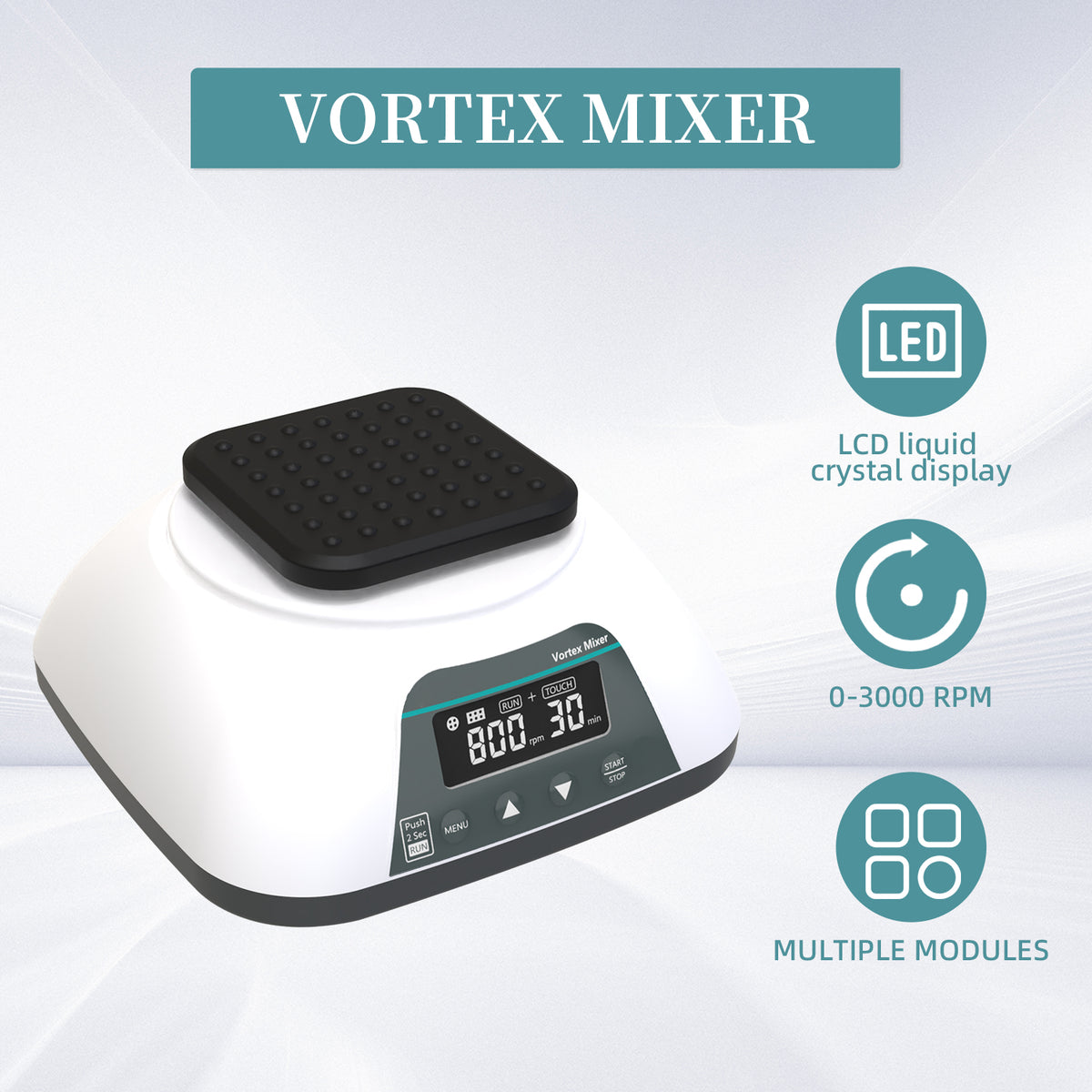VM-500PRO Digital Multifunction Vortex Mixer, 3000RPM, 2 Run Modes