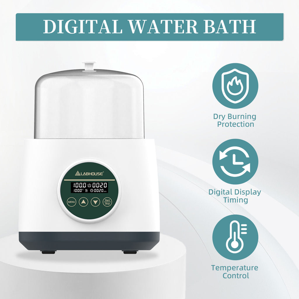 WB-2 Digital Lab Water Bath 2L, 100°C, Teflon Coating, Timer
