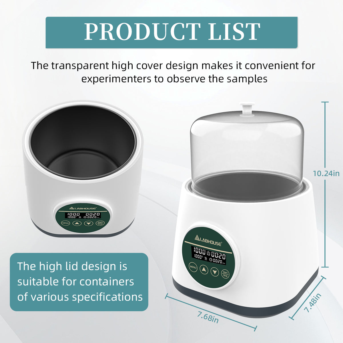 WB-2 Digital Lab Water Bath 2L, 100°C, Teflon Coating, Timer
